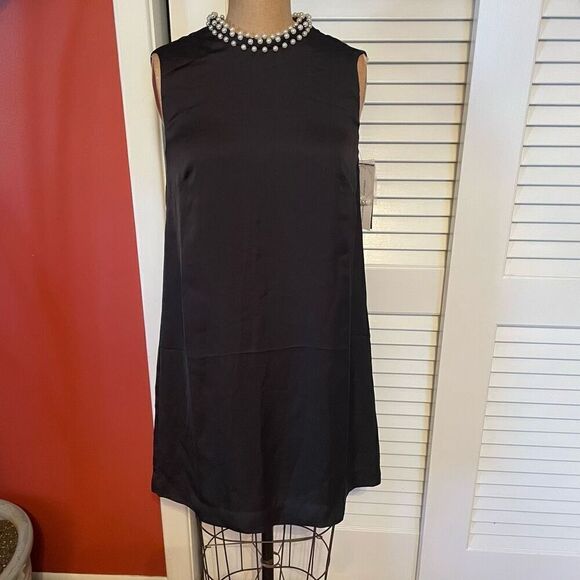 FRENCH CONNECTION | black high pearl neckline sleeveless party dress 2 NWT - Picture 2 of 10